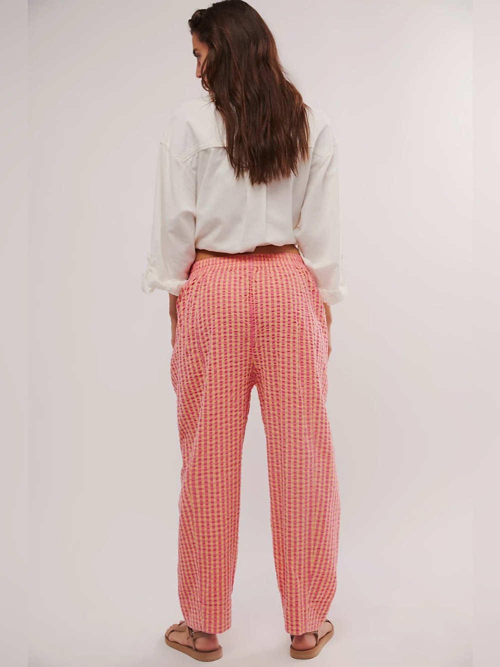 Free People Preppy Poplin Gingham Searsucker Pants - Picture 4 of 14